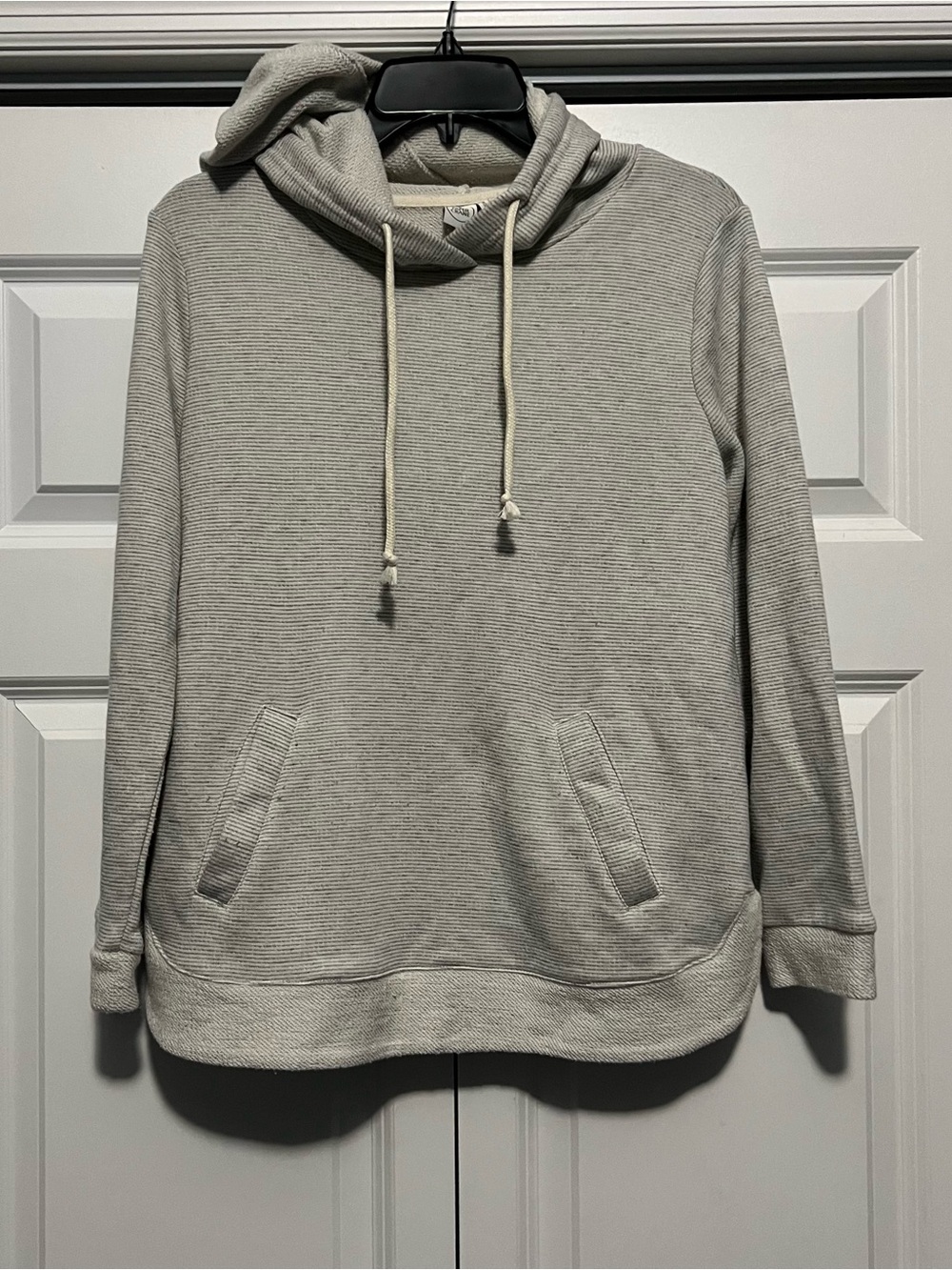 Paper Crane Gray Striped Ribbed Knit Hoodie